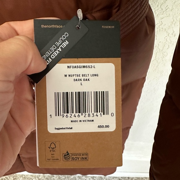 The North Face Nuptse Belted Long Parka Size Large in Dark Oak - Picture 10 of 12